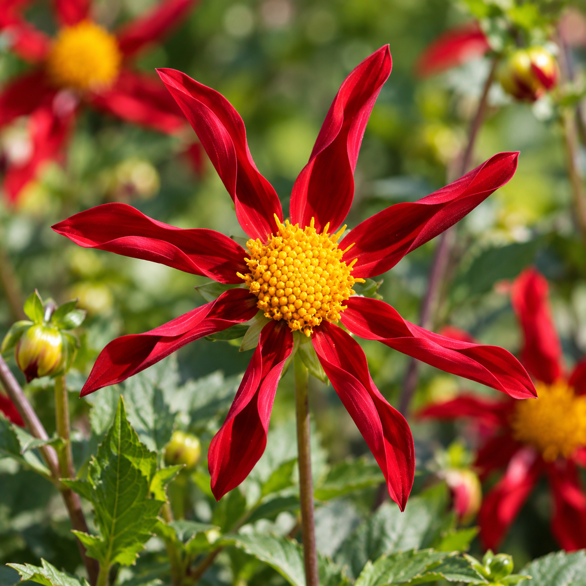 Bulbes de fleurs non-traité Dahlia à fleur d'orchidée Honka Rood calibre 1