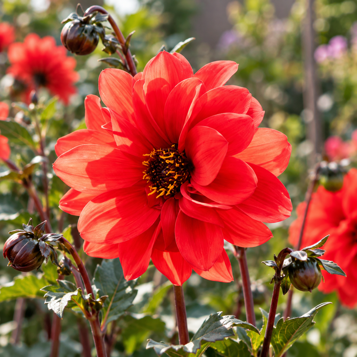 Bulbes de fleurs non-traité Dahlia à fleur de pivoine Bishop of Llandaff calibre 1