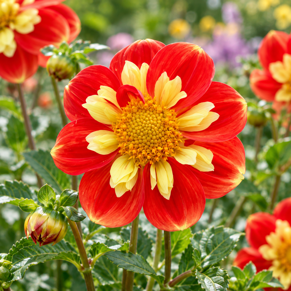 Bulbes de fleurs non-traité Dahlia à collerette Pooh Swan-Island calibre 1