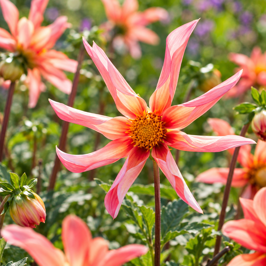 Bulbes de fleurs non-traité Dahlia à fleur d'orchidée Honka Oranje  calibre 1