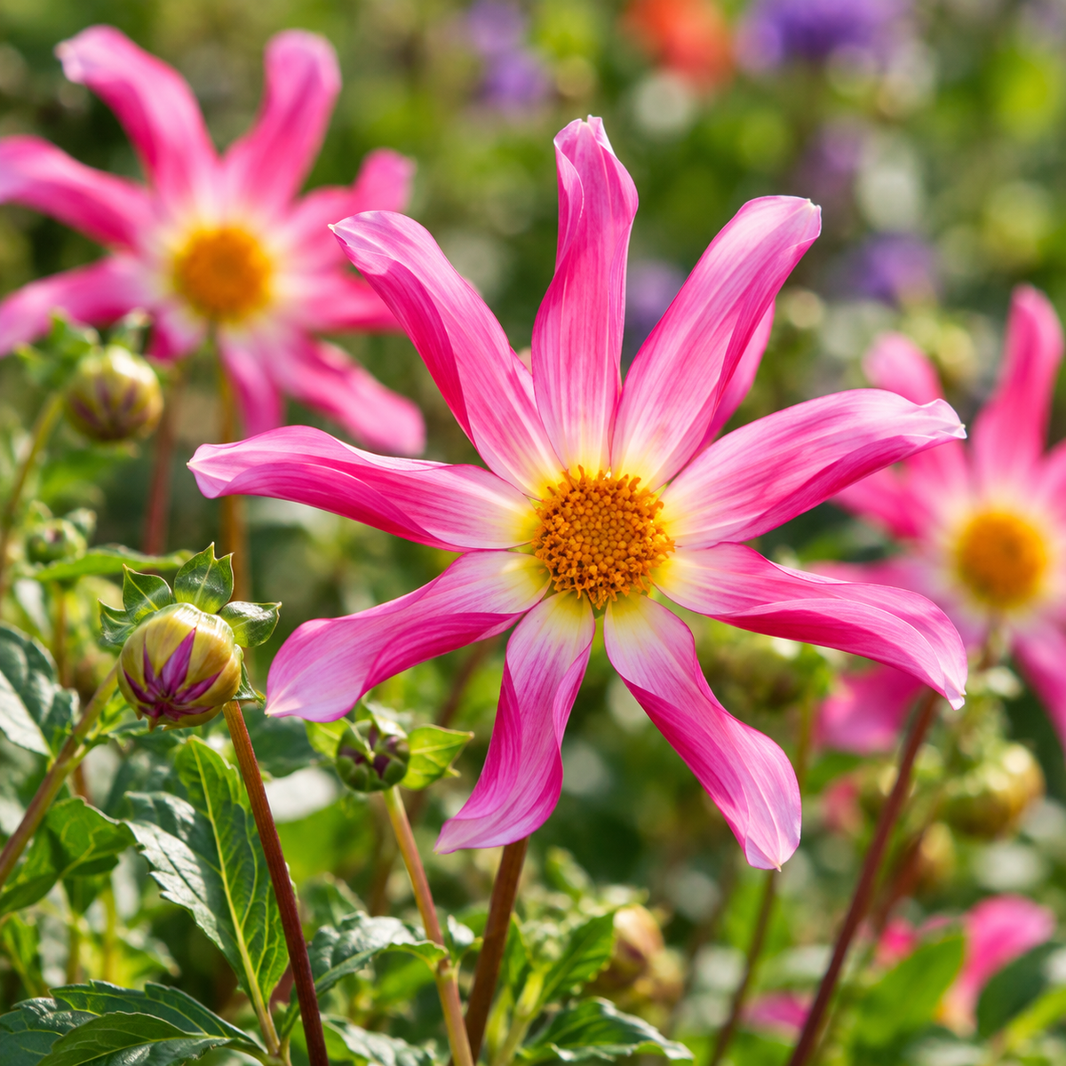 Bulbes de fleurs non-traité Dahlia à fleur d'orchidée Honka Pink calibre 1