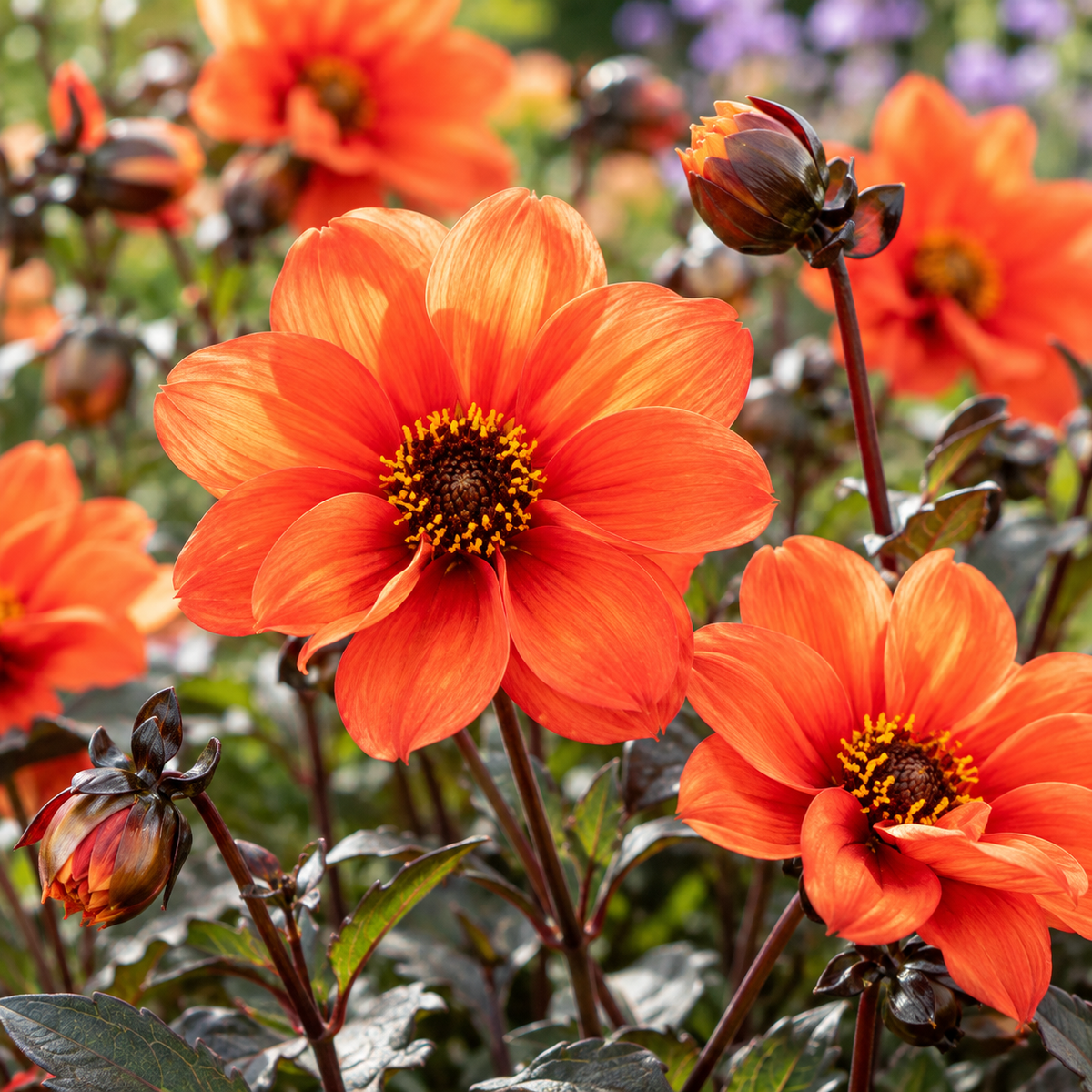 Bulbes de fleurs non-traité Dahlia à fleur de pivoine Bishop of Oxford calibre 1