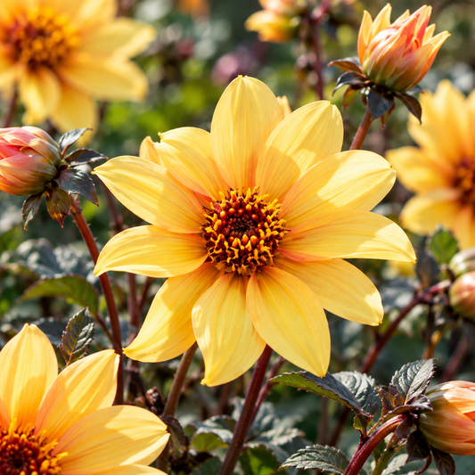 Bulbes de fleurs non-traité Dahlia à fleur de pivoine Bishop of York® calibre 1