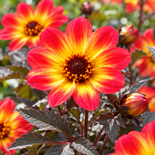 Bulbes de fleurs non-traité Dahlia à fleur simple HS Flame® calibre 1