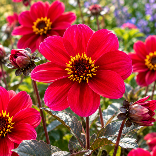 Bulbes de fleurs non-traité Dahlia à fleur simple HS Romeo® calibre 1