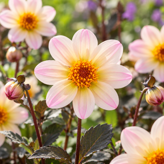 Bulbes de fleurs non-traité Dahlia à fleur simple Happy Days Creamwhite HDW79® calibre 1