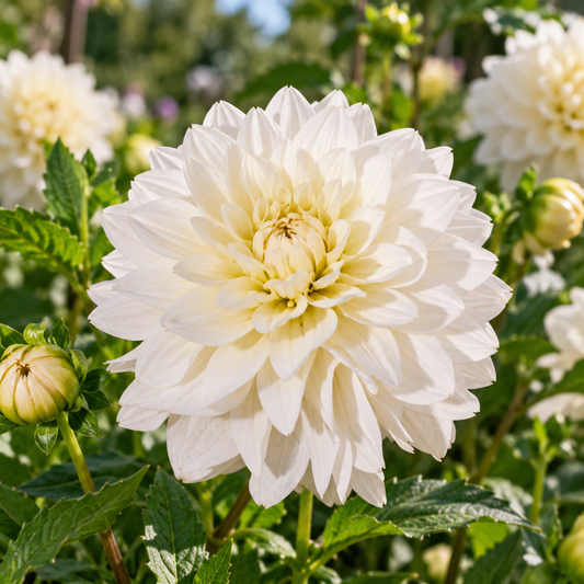 Bulbes de fleurs non-traité Dahlia à fleur simple Imperialis zaailing wit calibre 1
