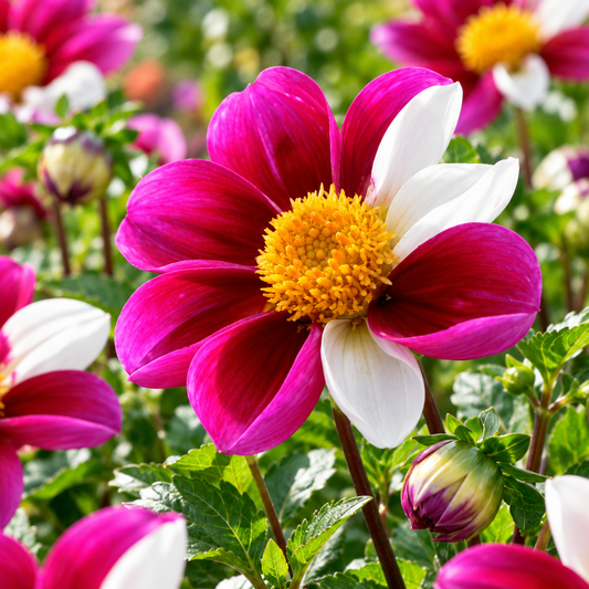 Bulbes de fleurs non-traité Dahlia à fleur simple Twyning's Smartie calibre 1