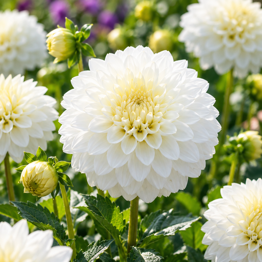 Bulbes de fleurs non-traité Dahlia ballon Snow Cap calibre 1