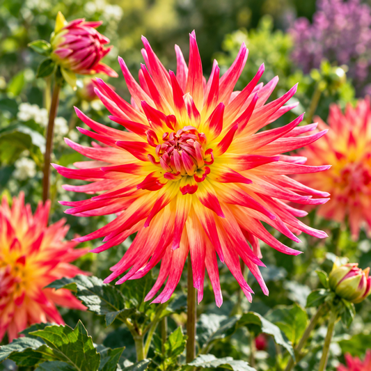 Bulbes de fleurs non-traité Dahlia cactus et semi-cactus Electric Flash calibre 1