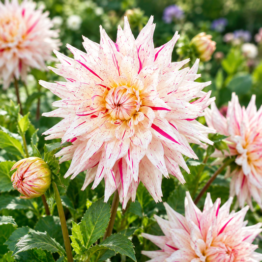 Bulbes de fleurs non-traité Dahlia cactus et semi-cactus Mick's Peppermint calibre 1