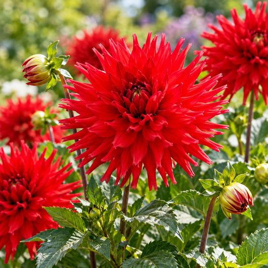 Bulbes de fleurs non-traité Dahlia cactus et semi-cactus Red Pygmy calibre 1