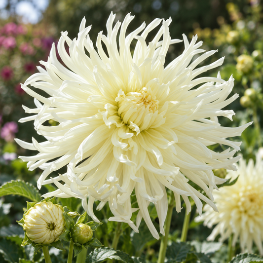 Bulbes de fleurs non-traité Dahlia cactus et semi-cactus White Star calibre 1