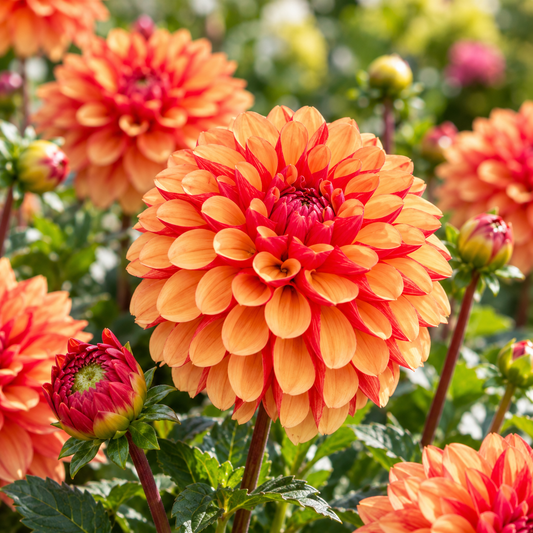 Bulbes de fleurs non-traité Dahlia décoratif American Sunset calibre 1