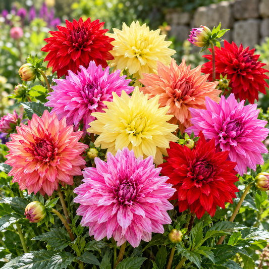 Bulbes de fleurs non-traité Dahlia décoratif Babylon calibre 1