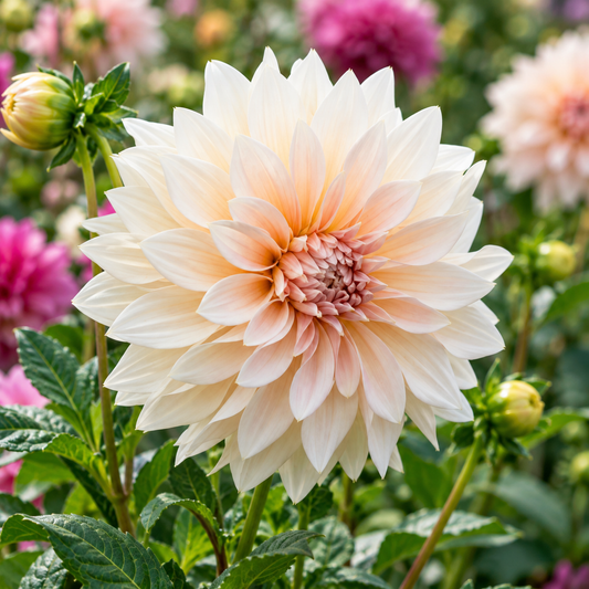 Bulbes de fleurs non-traité Dahlia décoratif Café au Lait calibre 1