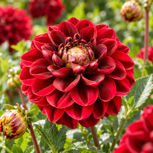 Bulbes de fleurs non-traité Dahlia décoratif Dark Red Wave calibre 1