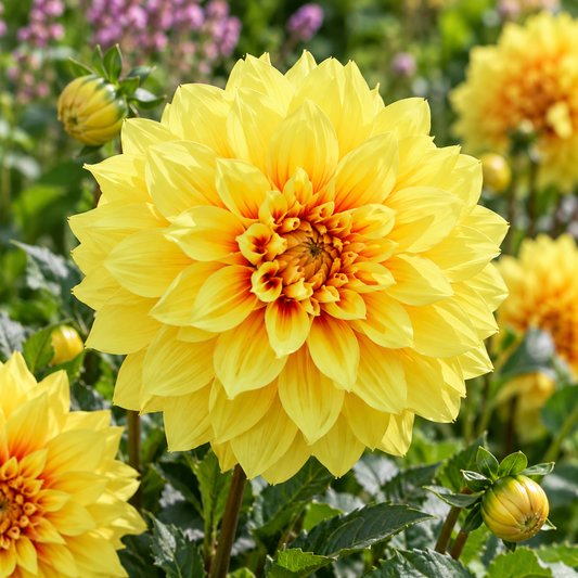 Bulbes de fleurs non-traité Dahlia décoratif Dazzling Sun calibre 1