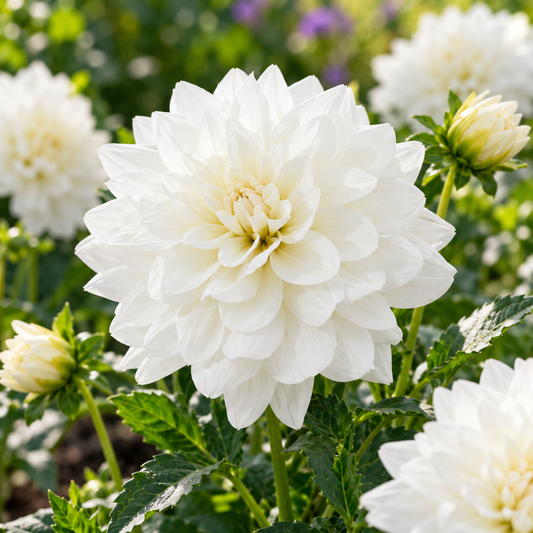 Bulbes de fleurs non-traité Dahlia décoratif Eternal Snow® calibre 1