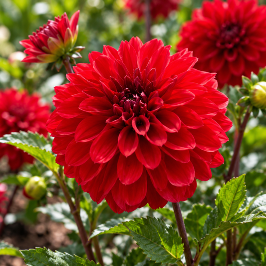 Bulbes de fleurs non-traité Dahlia décoratif Go Go Red calibre 1