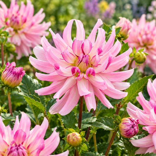 Bulbes de fleurs non-traité Dahlia décoratif Leila Savanna Rose calibre 1