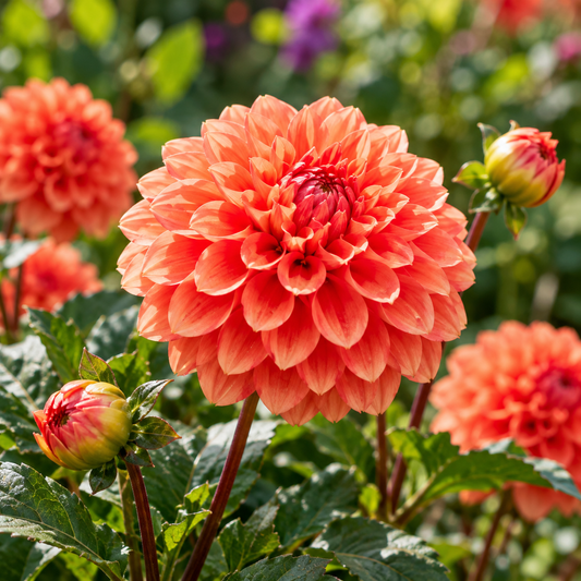 Bulbes de fleurs non-traité Dahlia décoratif Orange Nugget calibre 1