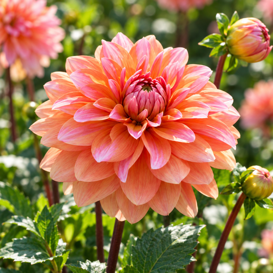 Bulbes de fleurs non-traité Dahlia décoratif Peach and Vanilla calibre 1