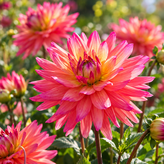 Bulbes de fleurs non-traité Dahlia décoratif Rainbow Silence calibre 1