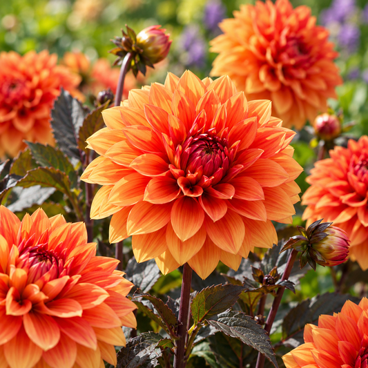 Bulbes de fleurs non-traité Dahlia décoratif Statue of Orange calibre 1