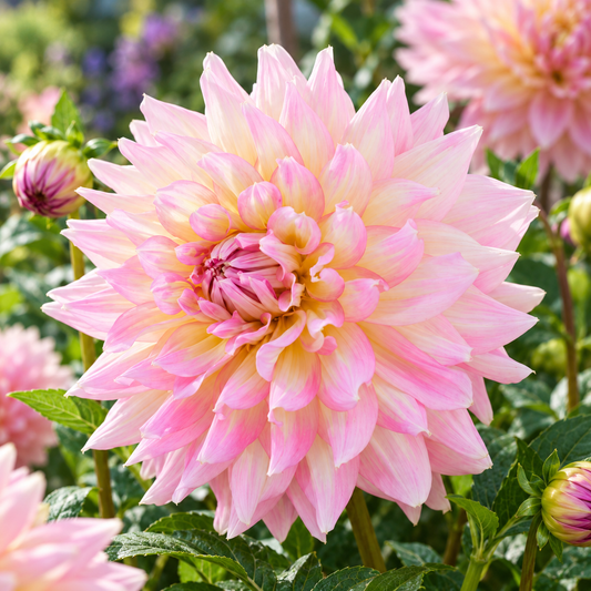Bulbes de fleurs non-traité Dahlia décoratif Strawberry Ice (Kidds Climax) calibre 1