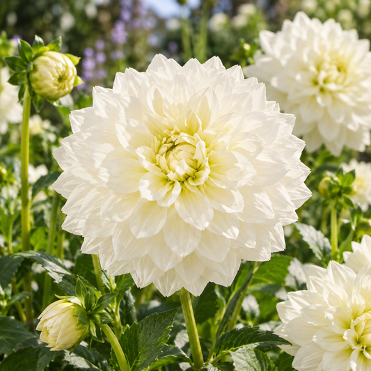 Bulbes de fleurs non-traité Dahlia décoratif White Swan calibre 1