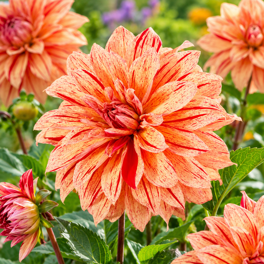 Bulbes de fleurs non-traité Dahlia décoratif mutant geel gevlamd calibre 1