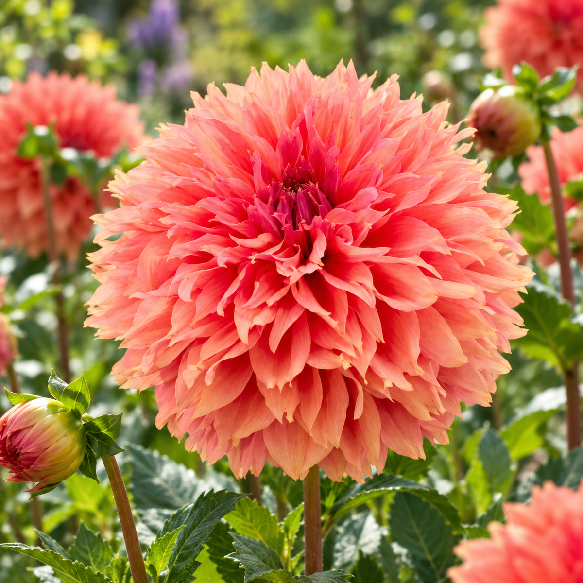 Bulbes de fleurs non-traité Dahlia lacinié / dentelé Orange Fubuki calibre 1