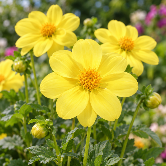 Bulbes de fleurs non-traité Dahlia mignon Yellow Sneezy calibre 1