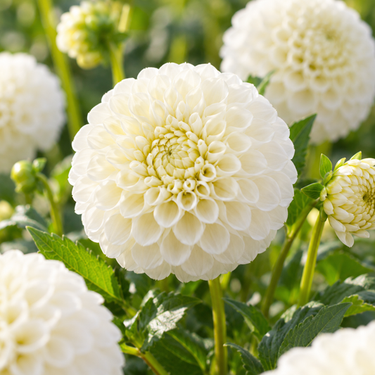 Bulbes de fleurs non-traité Dahlia pompon Snowflake calibre 1