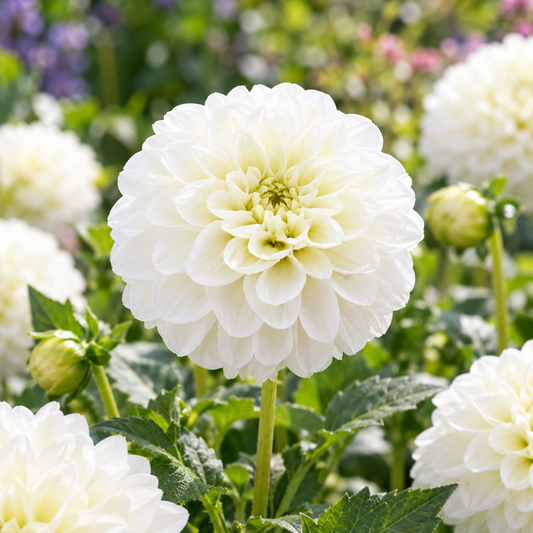 Bulbes de fleurs non-traité Dahlia pompon White Aster calibre 1